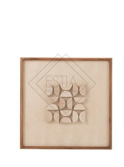 DECORAZIONE DA MURO IN LEGNO DI PINO E TELA COLOR NATURALE (62x4x62cm)