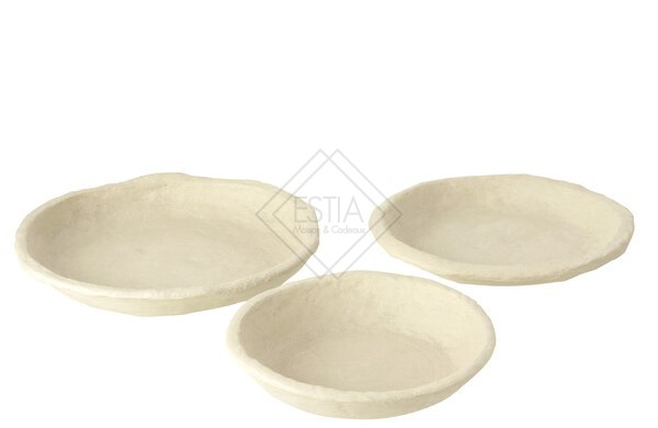 Set 3 Piatti Chad Cartapesta Bianco (40X40X8CM)