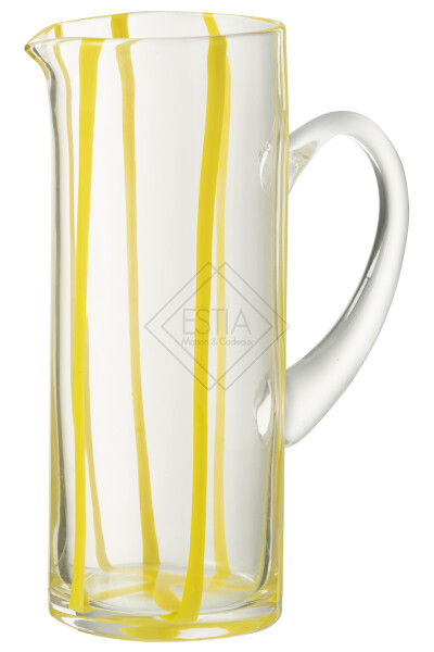 CARAFFA RIGATA IN VETRO TRASPARENTE/GIALLO (18x10x25cm)