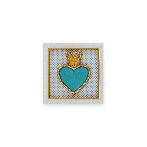 DECORAZIONE DA PARETE CON CUORE SACRO AZZURRO/ORO (12,5cm)