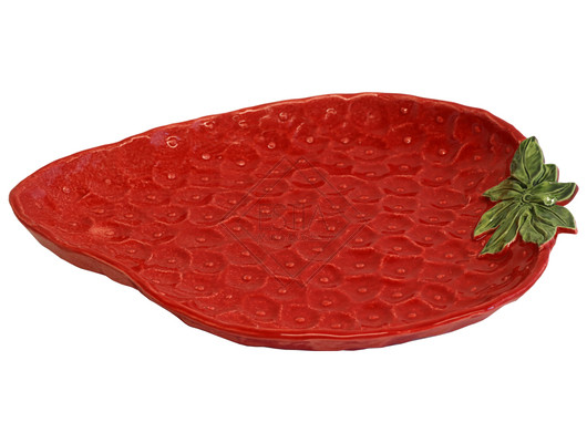 VASSOIO OVALE FRAGOLA IN CERAMICA ROSSO (39x30cm)