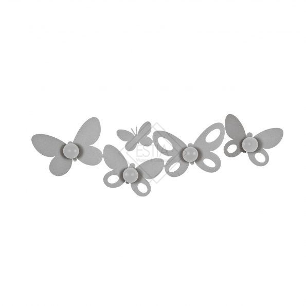 APPENDIABITI BUTTERFLY IN FERRP COLORE  ALLUMINIO  73x22H