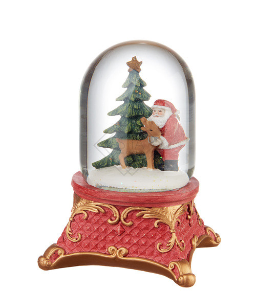 GIOIA-NEL CUORE- BABBO NATALE IN SNOWBALLS CON BASE ROSSA/ORO IN RESINA (11x11x15h)