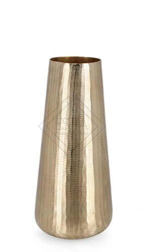 VASO ALTO EFFETTO MARTELLATO IN METALLO ORO (Ã˜19x45h)