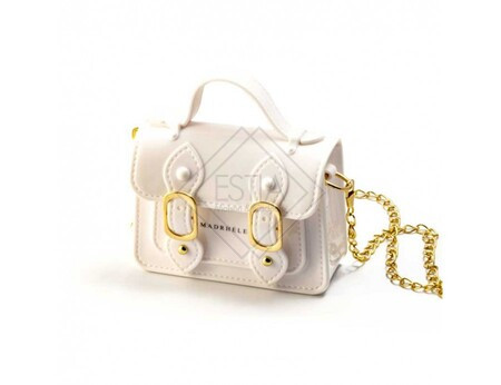 BORSA LUCIDA CON CATENA BIANCO LATTE-SKY FASHION BAGS (12,5x4x9cm)
