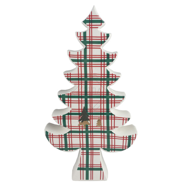 ALBERO SCOTTISH CHECK GRANDE IN CERAMICA VERDE (23x6.5x42.7cm)