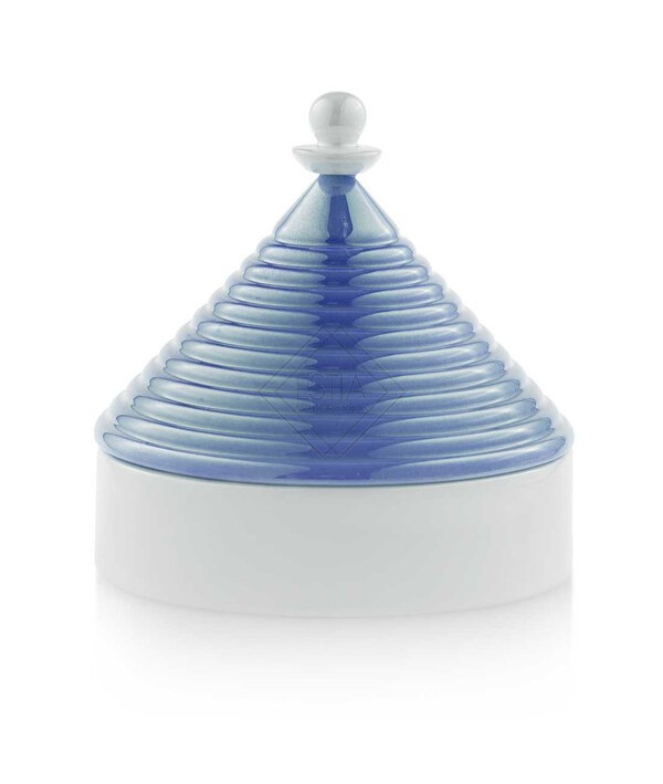 SCATOLA CON COPERCHIO BLU COBALTO IN CERAMICA (16.5X16.5CM)