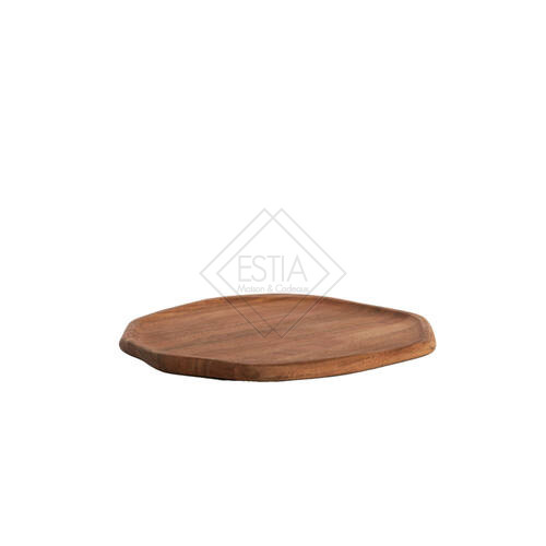 PIATTO ROTONDO DALLE LINEE MORBIDE IN LEGNO NATURALE (29,5x28x1,5 cm)