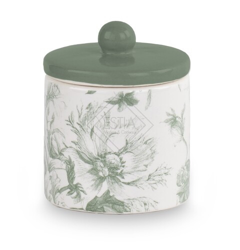 CANDELA TOILE IN CERAMICA CON EUCALIPTO VERDE CON SCATOLA (6Xh.7cm)