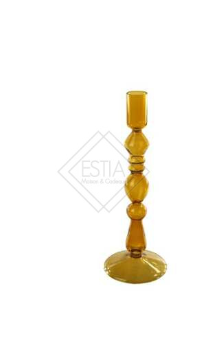 CANDELABRO GRANDE BOROSILICATO IN VETRO TRASPARENTE CANNELLA (9xh.25cm)