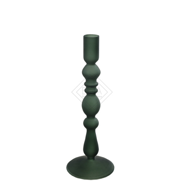 CANDELABRO OPACO BOROSILICATO IN VETRO VERDE SCURO (9X25CM)