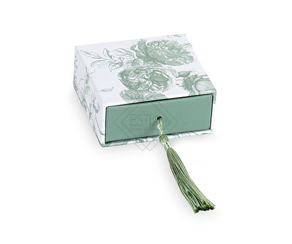 SCATOLA CASSETTO TOILE EUCALIPTO CON INSERTO/NAPPINA (7x7x3cm)