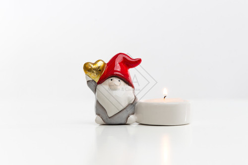 BABBO NATALE PORTA T-LIGHT IN PORCELLANA (diam. 5x7cm)