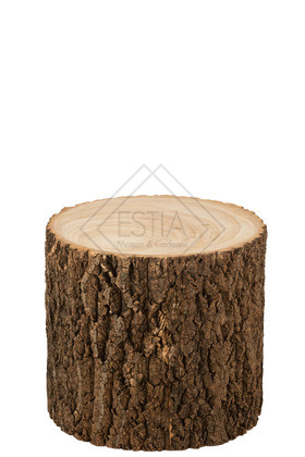 Tavolino/Portavasi Rotondo Legno Paulownia Naturale 39x39x40