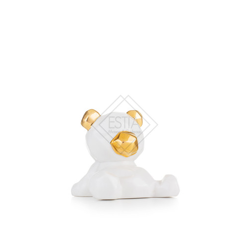 ORSETTO IN CERAMICA BIANCO CON DETTAGLI IN ORO (9x8.5xh.8cm)