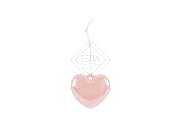 APPENDINO CON CALAMITA CUORE IN PORCELLANA ROSA (4,5cm)