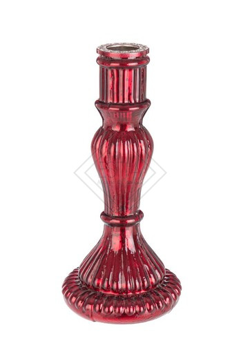 PORTACANDELA GLIMMER IN VETRO ROSSO LUCIDO (9x9x20cm)