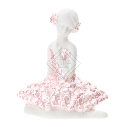 BALLERINA FIORELLA PORCELLANA 12CM LUCE LED BIANCA/ROSA SCATOLA REGALO