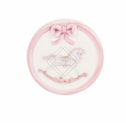 MAGNETE CON CAVALLUCCIO IN CERAMICA ROSA (d. 4cm)