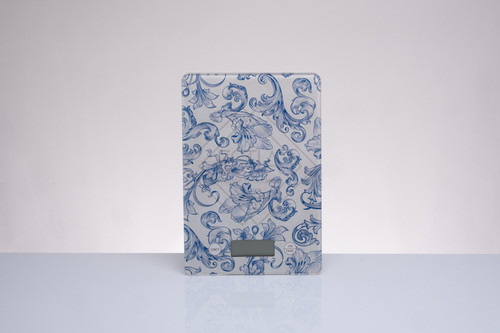 BILANCIA RETTANGOLARE IN VETRO CON FREGIO BLU (5kg-15x22,5cm)