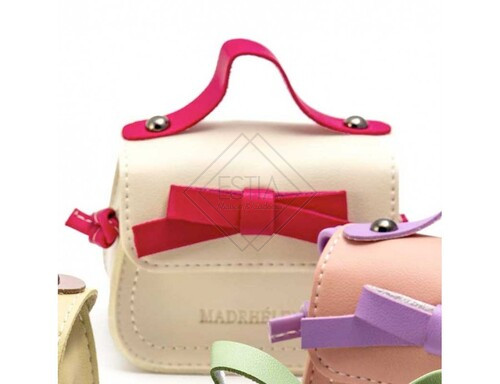 BORSETTA PELLE BIANCA CON TRACOLLA MAGENTA- FASHION BAGS (11,5x5x10cm)