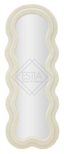 SPECCHIO DA MURO EMILY CON CORNICE IN VELLUTO TEDDY CREMA (60x6x160cm- misura specchio 39x137cm)