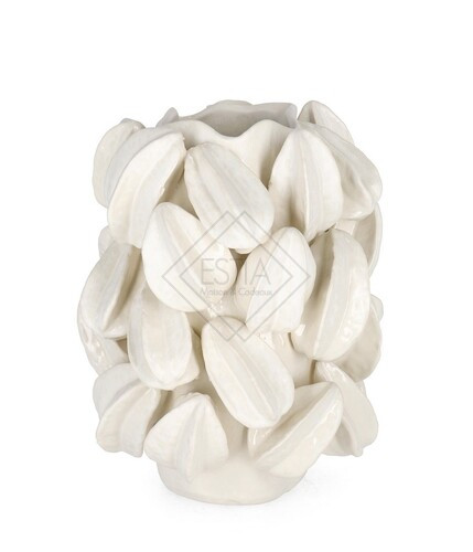 VASO CARAMBOLA ALTO IN CERAMICA BIANCA (24,5x24x31h)