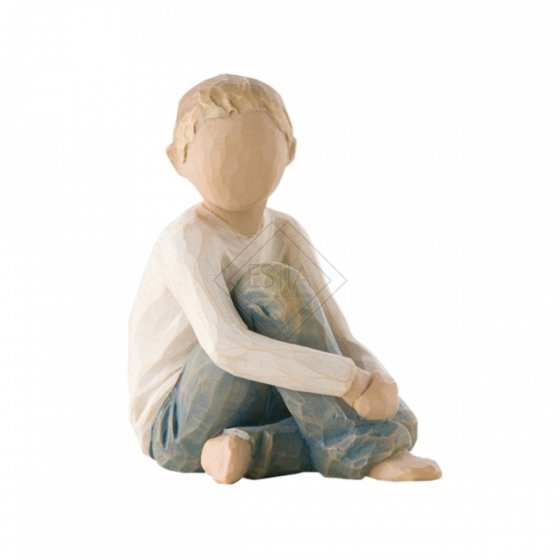 'BAMBINO CURANTE' STATUINA IN RESINA DIPINTA A MANO H.7.5CM