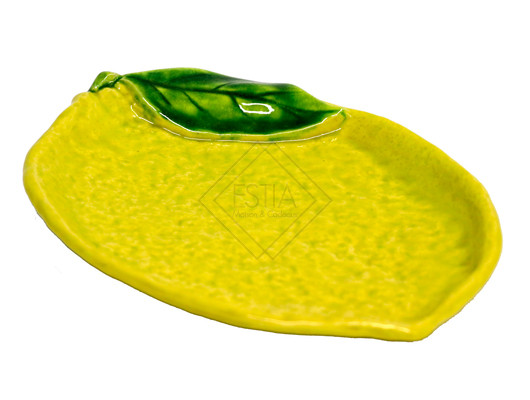 PIATTO DESSERT LIMONE IN CERAMICA GIALLO (24x17cm)