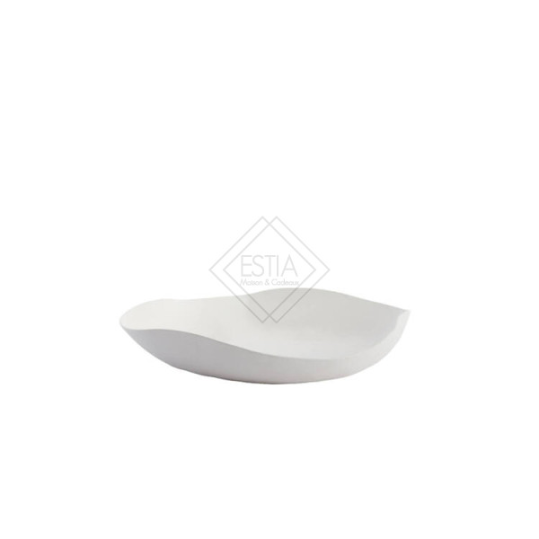 PIATTO ONDULATO IN METALLO BIANCO (33x32x6,5 cm)