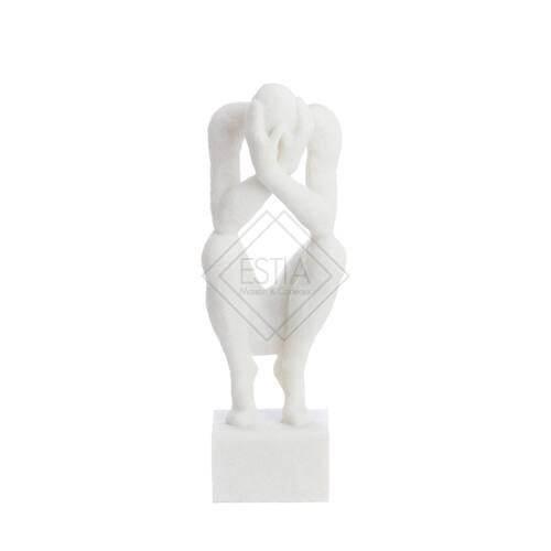 SCULTURA UOMO SEDUTO IN RESINA BIANCA (19x16x47 cm)