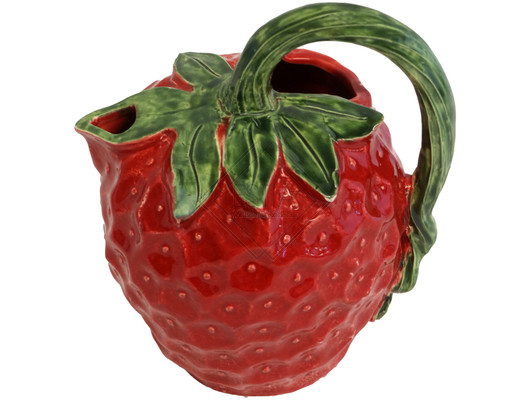 BROCCA CON MANICO FRAGOLA IN CERAMICA ROSSA (h.17cm)