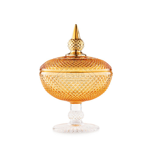 ALZATA GRANDE IN VETRO AMBRA (15,7x15,7x23cm)