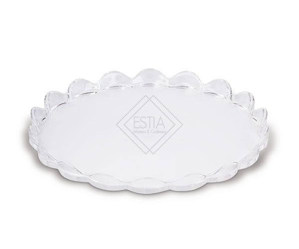 VASSOIO ROTONDO CON BORDO IN VETRO TRASPARENTE (d.25cm)