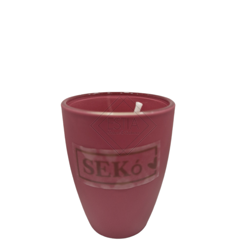 CANDELA PROFUMATA IN BICCHIERE PICCOLO IN CERAMICA BORDEAUX (diametro 5cm x h.6cm)