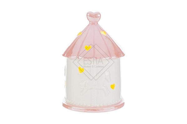 GIOSTRINA CON LED IN PORCELLANA ROSA C/ASTUCCIO (10x10xh.14cm)
