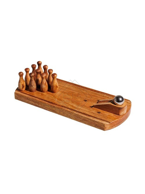 DECORAZIONE BOWLING MINIATURA IN LEGNO (30,5xh.7,5cm)