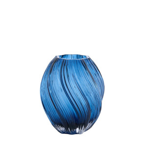 VASO IN VETRO ONDULATO SUI TONI DEL BLU (18x21,5cm)