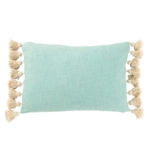 CUSCINO RETTANGOLARE IN COTONE BLU CIANO+ NAPPE NATURALI (40x60cm)
