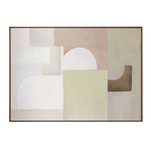 QUADRO CON CORNICE IN LEGNO CON DECORAZIONE ASTRATTA SUI TONI NATURALI (140x100cm)