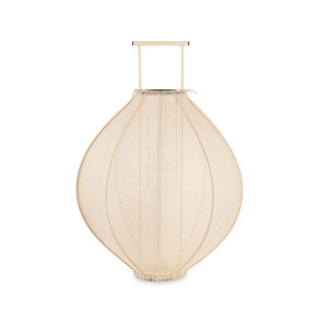 LANTERNA OVALE IN LINO AVORIO CON VETRO (Ã˜ 65x h.95cm)
