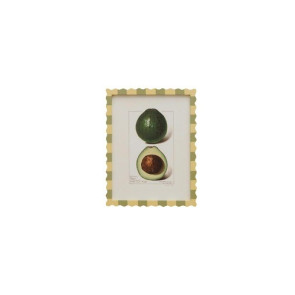 QUADRETTO CON CORNICE IN LEGNO VERDE/GIALLO INTERNO CON AVOCADO (30x40cm)