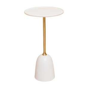 TAVOLINO CON PIANO ROTONDO IN METALLO BIANCO/ORO (35xh.56cm)