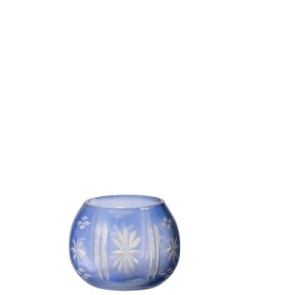 PORTA T-LIGHT ROTONDO IN VETRO BLU (diam.9x6,5cm)