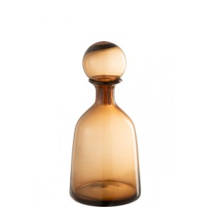 Bottiglia + Tappo Unito Decorativa Bassa In Vetro Marrone Small (14X14X33CM)