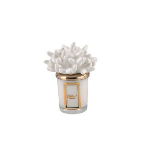 CANDELA PROFUMATA CON TAPPO ANEMONE IN CERAMICA DI CAPODIMONTE BIANCO (100g)