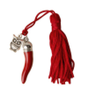 ZAMA GUFO CON CORNETTO E NAPPINA ROSSA IN ACCIAIO (4cm)
