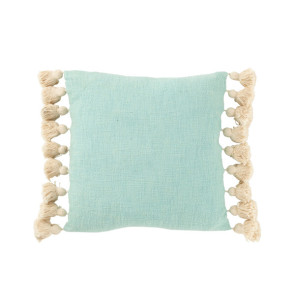 CUSCINO QUADRATO IN COTONE BLU CIANO+ NAPPE NATURALI (45x45cm)