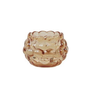 PORTA T-LIGHT ROTONDO IN VETRO BOLLATO PESCA (Ã˜12,5x8,5 cm)