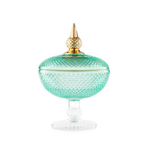 ALZATA GRANDE IN VETRO VERDE (15,7x15,7x23cm)